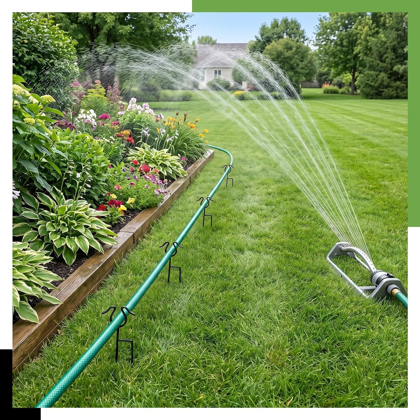 5 Pack Garden Hose Guide Spike,14Inch Metal Hose Guides for Garden,Heavy Duty Hose Guide Stakes for Keeps Garden Hose Out of Flower Beds and Plant Protection (5, Black)