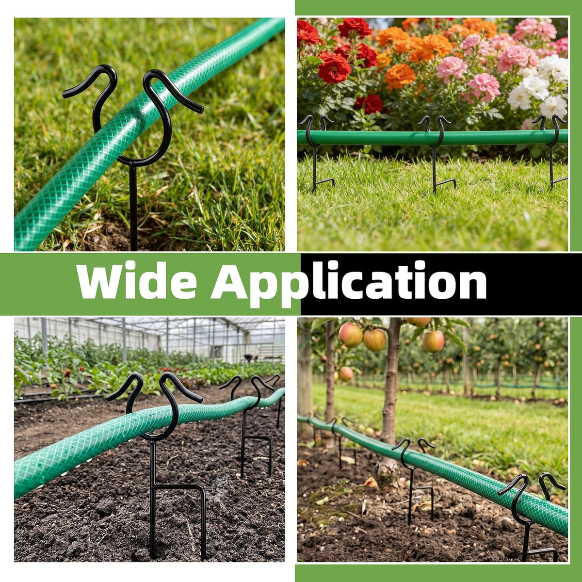 5 Pack Garden Hose Guide Spike,14Inch Metal Hose Guides for Garden,Heavy Duty Hose Guide Stakes for Keeps Garden Hose Out of Flower Beds and Plant Protection (5, Black)
