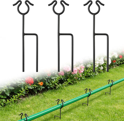 5 Pack Garden Hose Guide Spike,14Inch Metal Hose Guides for Garden,Heavy Duty Hose Guide Stakes for Keeps Garden Hose Out of Flower Beds and Plant Protection (5, Black)