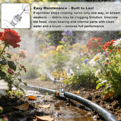 Triumpeek 2 Packs Impact Sprinkler, Brass Head, Aluminum Alloy Stand