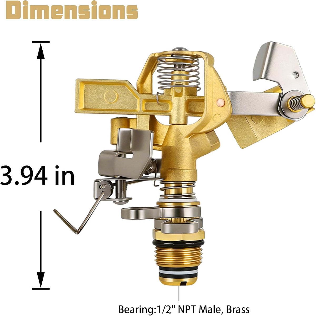 Triumpeek 2 Packs Impact Sprinkler, Brass Head, Aluminum Alloy Stand
