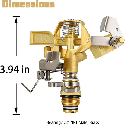 Triumpeek 2 Packs Impact Sprinkler, Brass Head, Aluminum Alloy Stand