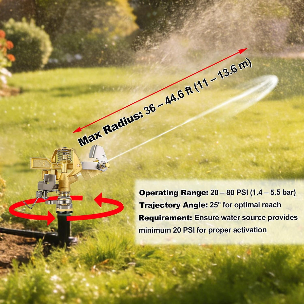 Triumpeek 2 Packs Impact Sprinkler, Brass Head, Aluminum Alloy Stand