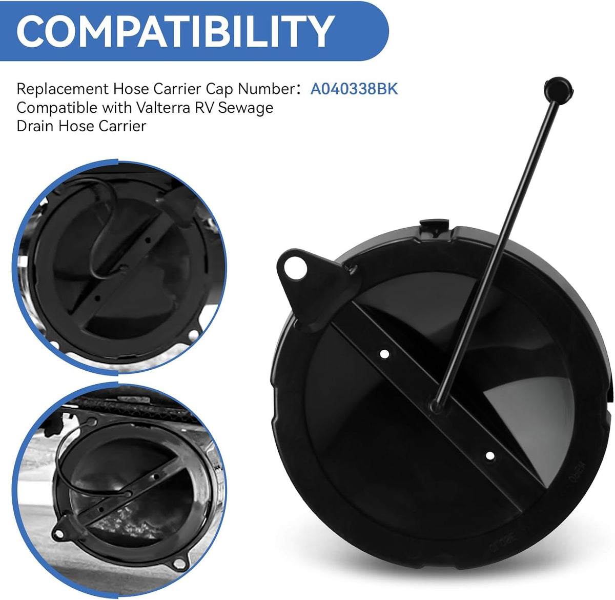 A040338BK Hose Carrier Cap/Strap for Valterra RV Sewer Hose Carrier