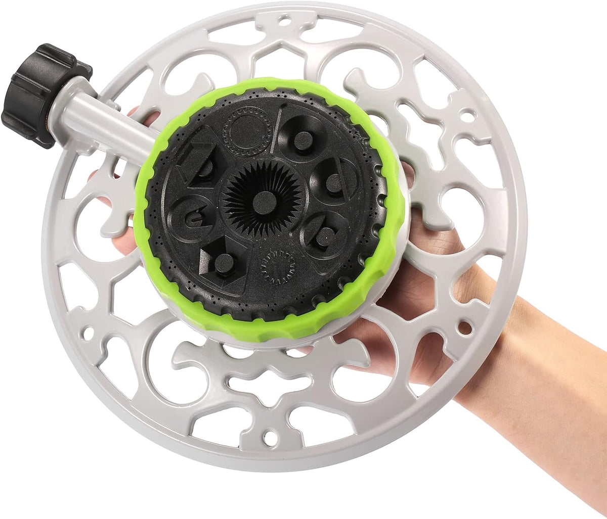 Turret Pattern Sprinkler, 8-Pattern Stationary Water Sprinkler on Metal Decorative Base for Watering Small and Large Yards, Lawns, Garden or Odd Shaped Areas