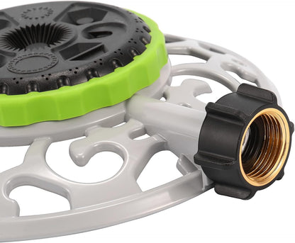 Turret Pattern Sprinkler, 8-Pattern Stationary Water Sprinkler on Metal Decorative Base for Watering Small and Large Yards, Lawns, Garden or Odd Shaped Areas