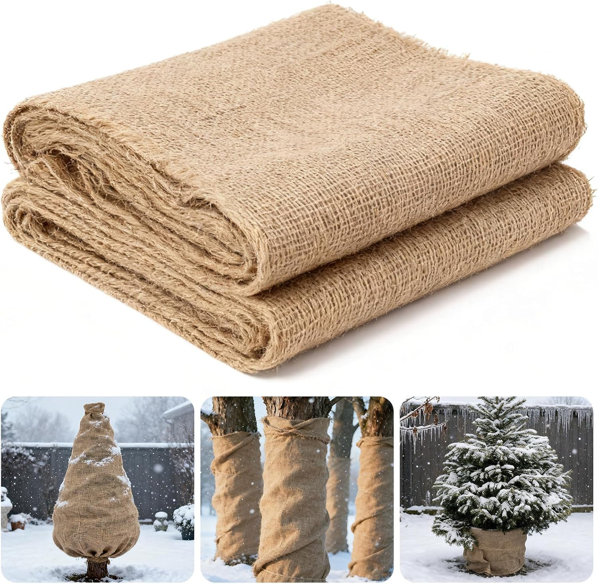 50FT x 40IN Natural Burlap Plant Covers for Winter Freeze Protection