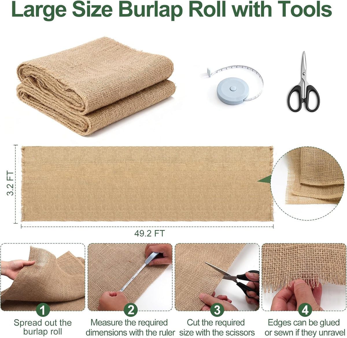50FT x 40IN Natural Burlap Plant Covers for Winter Freeze Protection