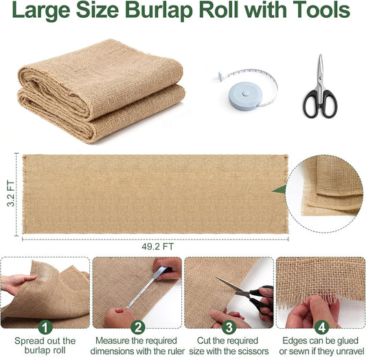 50FT x 40IN Natural Burlap Plant Covers for Winter Freeze Protection