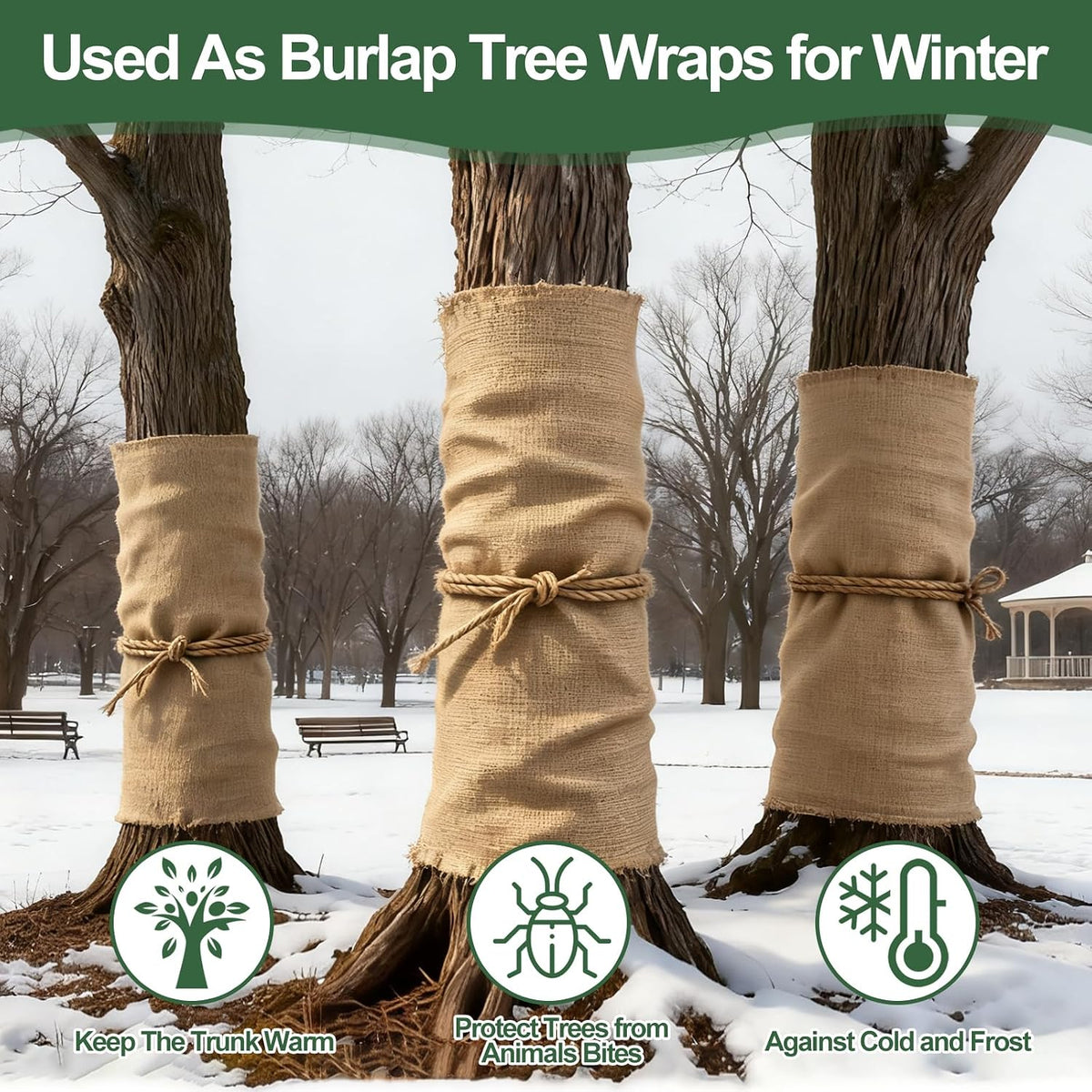 50FT x 40IN Natural Burlap Plant Covers for Winter Freeze Protection