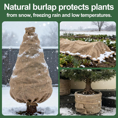 50FT x 40IN Natural Burlap Plant Covers for Winter Freeze Protection