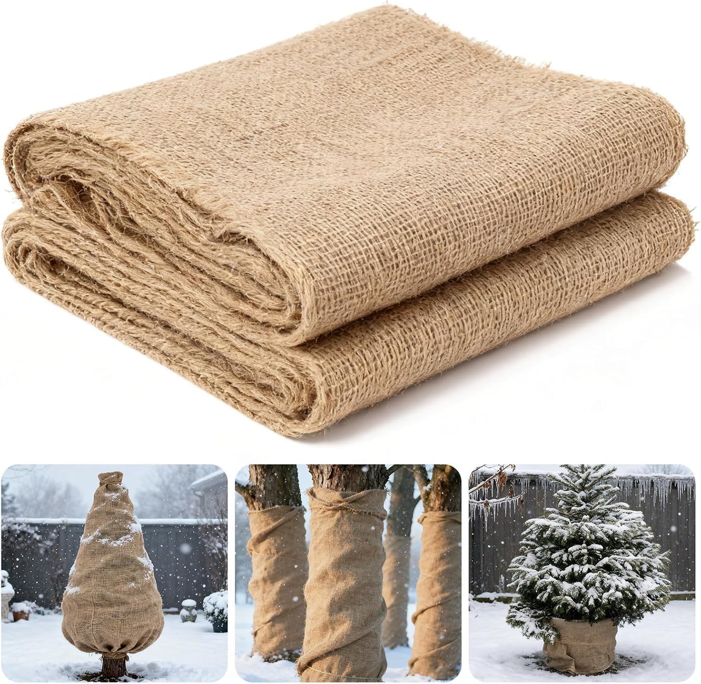50FT x 40IN Natural Burlap Plant Covers for Winter Freeze Protection