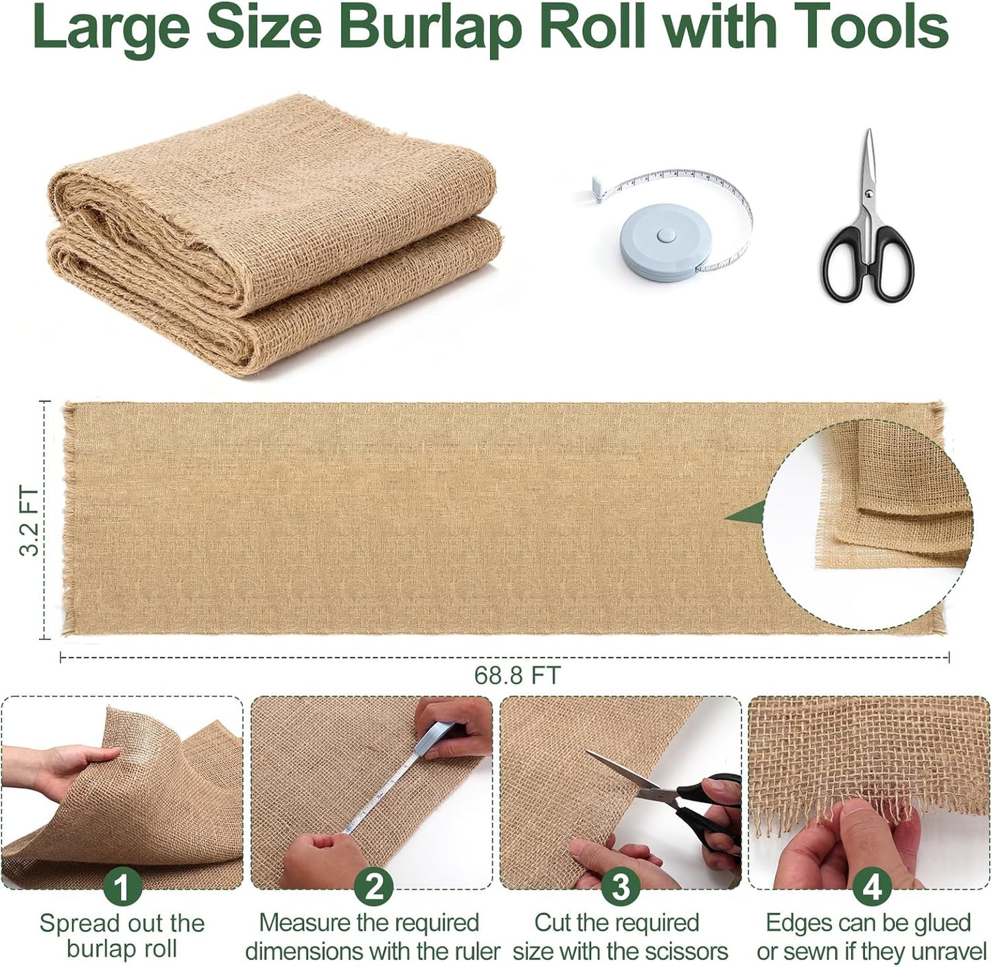 50FT x 40IN Natural Burlap Plant Covers for Winter Freeze Protection