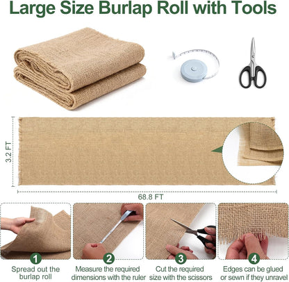 50FT x 40IN Natural Burlap Plant Covers for Winter Freeze Protection