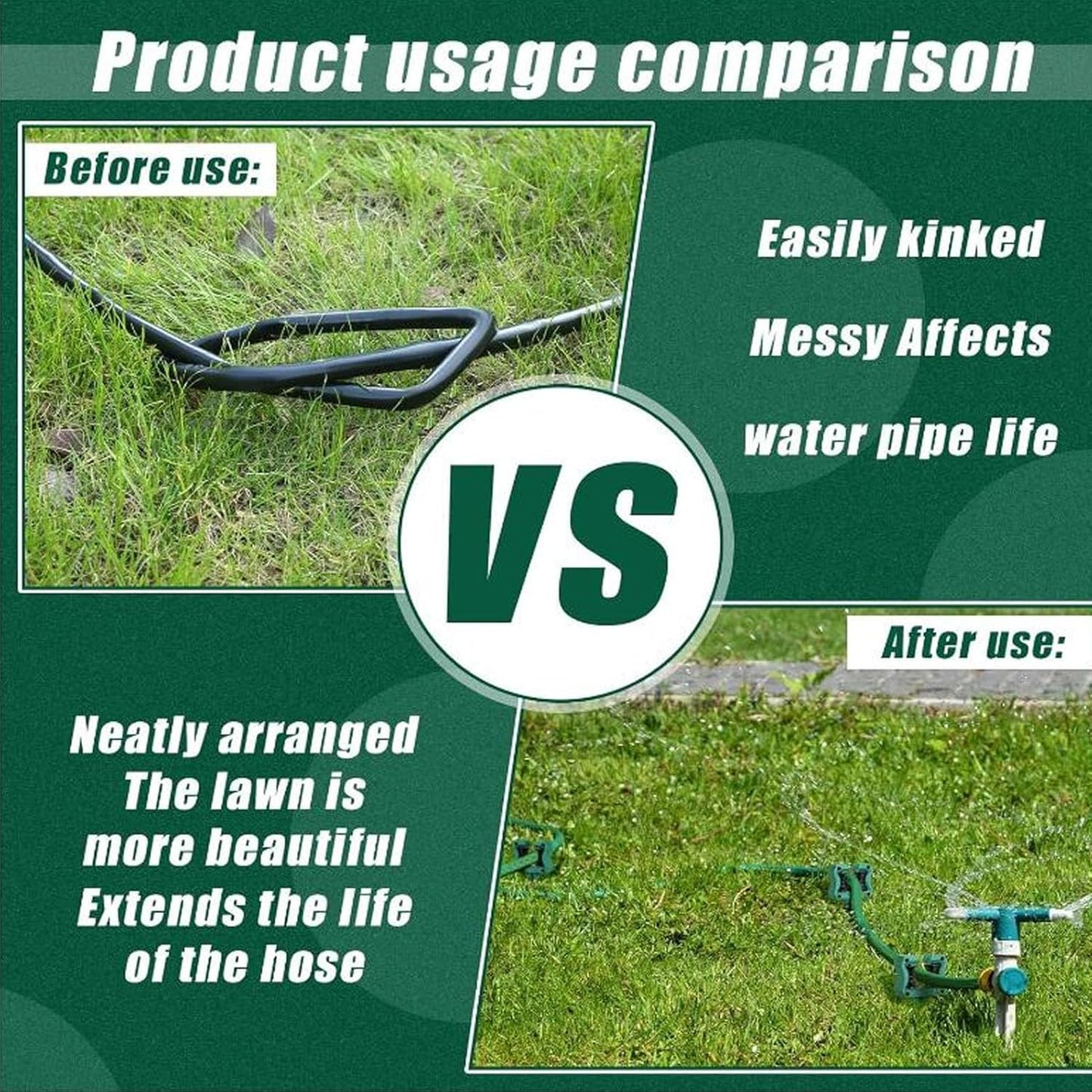 Garden Hose Guide Spike, 10 Inch Heavy Duty Hose Roller Stake with Smooth Rotation for Lawn Flower Bed Greenhouse and Patio Use