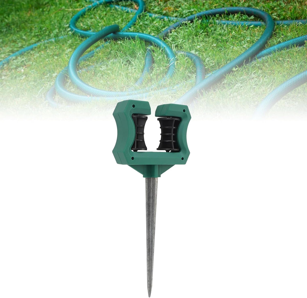 Garden Hose Guide Spike, 10 Inch Heavy Duty Hose Roller Stake with Smooth Rotation for Lawn Flower Bed Greenhouse and Patio Use