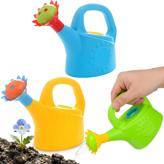 3 Pcs Kids Watering Can Toys, Mini Plastic Watering Can, Play House Garden Flower Water Pot for Toddlers, Outdoor Bath Beach Sand Toys (Random Color)