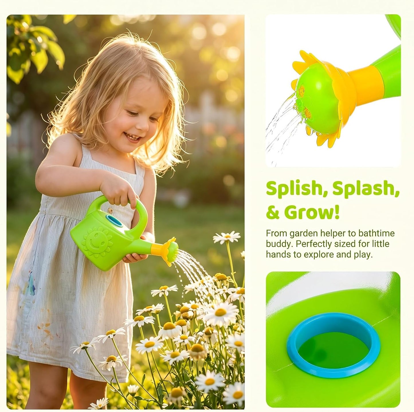 3 Pcs Kids Watering Can Toys, Mini Plastic Watering Can, Play House Garden Flower Water Pot for Toddlers, Outdoor Bath Beach Sand Toys (Random Color)