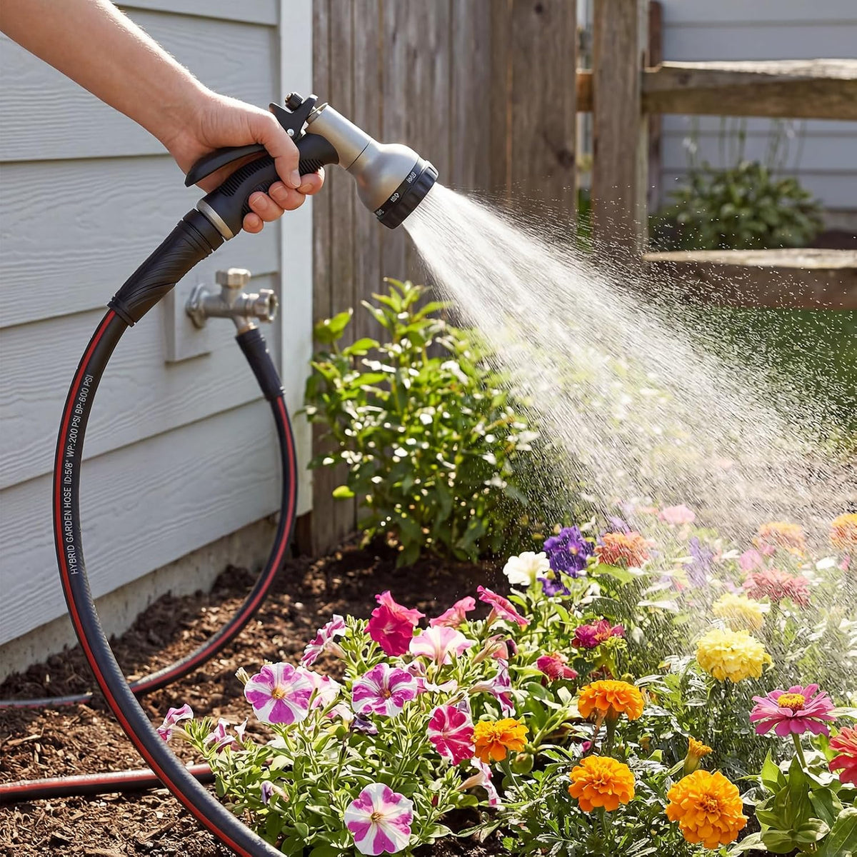 Short Garden Hose 2ft x 5/8",Rubber Water Hose for Hose Reel