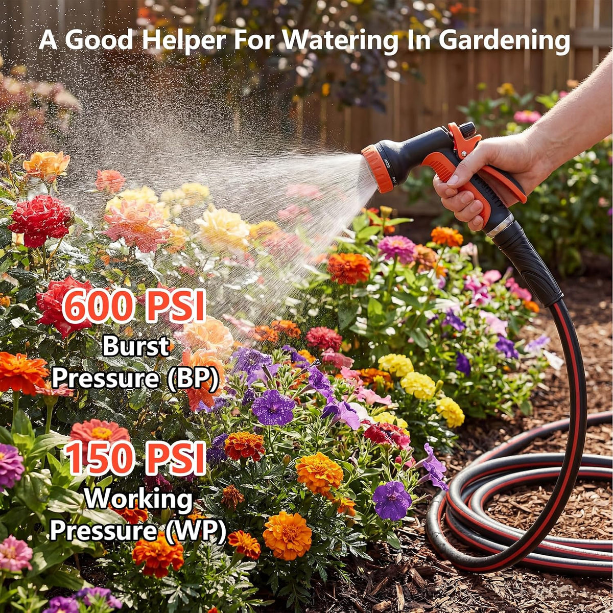 Short Garden Hose 2ft x 5/8",Rubber Water Hose for Hose Reel