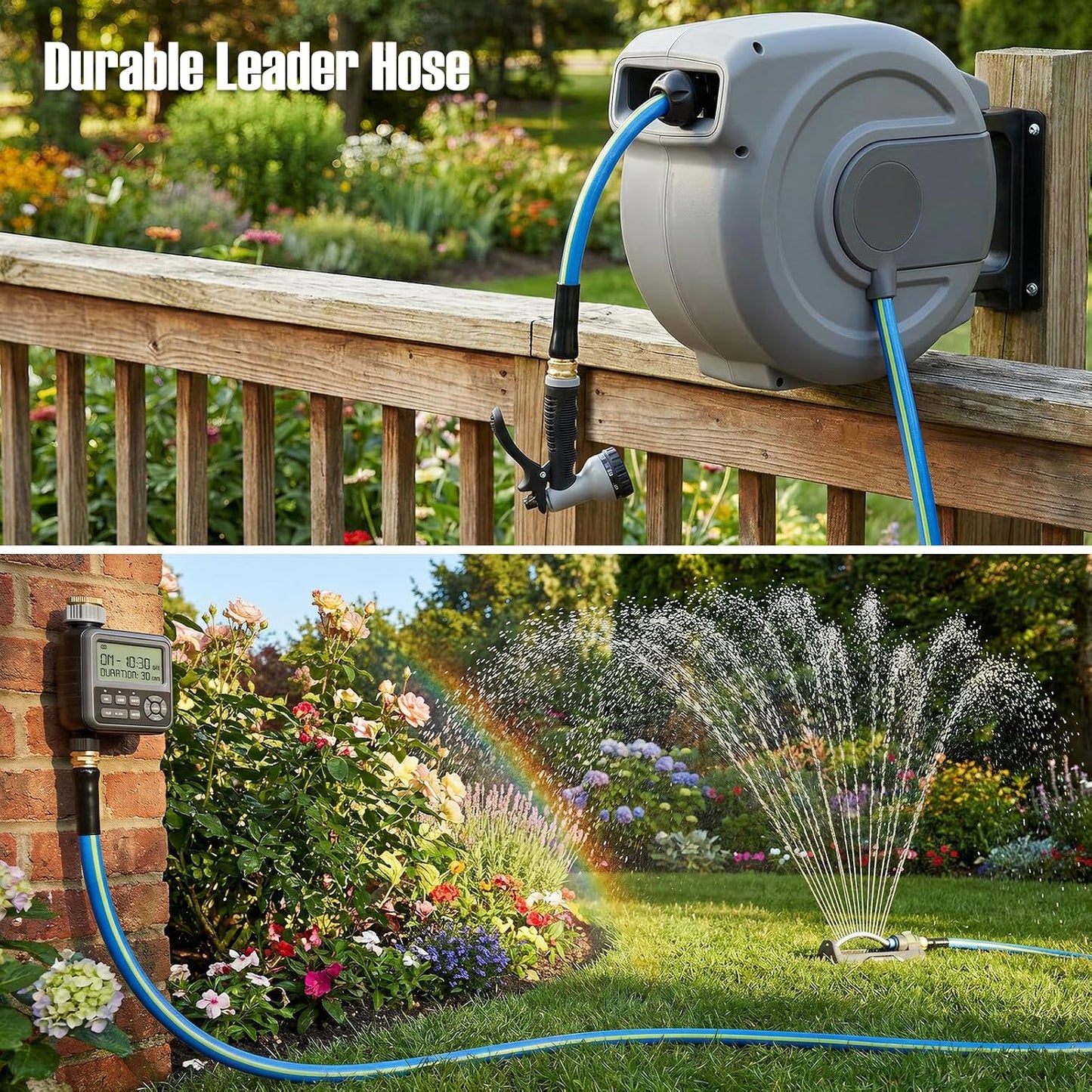 Short Garden Hose 2ft x 5/8",Rubber Water Hose for Hose Reel