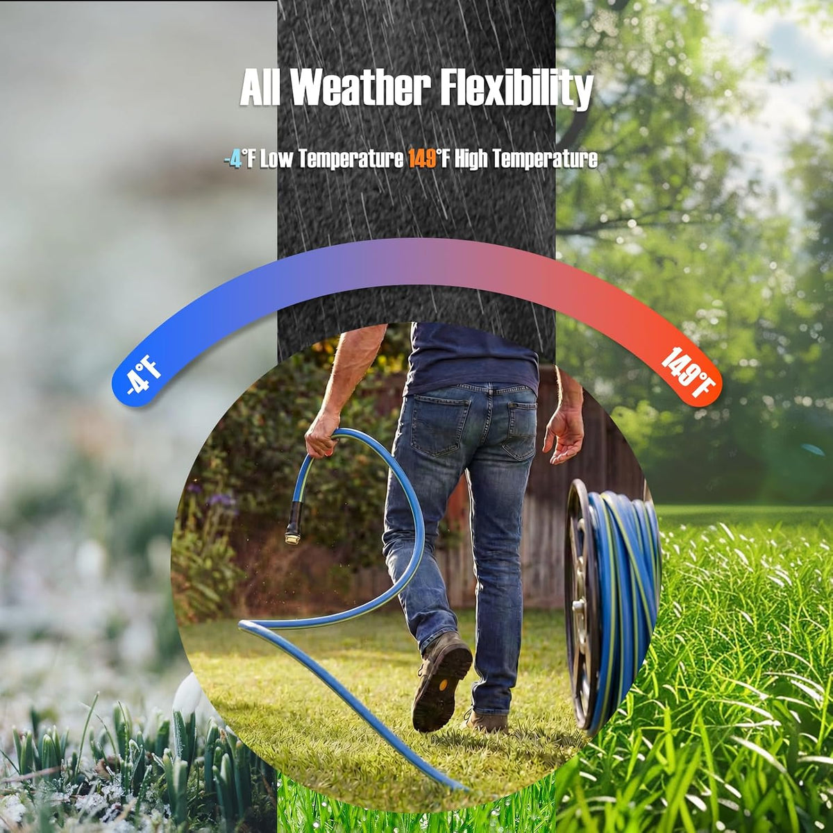 Short Garden Hose 2ft x 5/8",Rubber Water Hose for Hose Reel