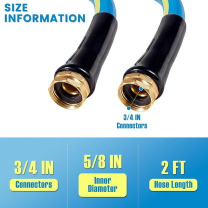 Short Garden Hose 2ft x 5/8",Rubber Water Hose for Hose Reel