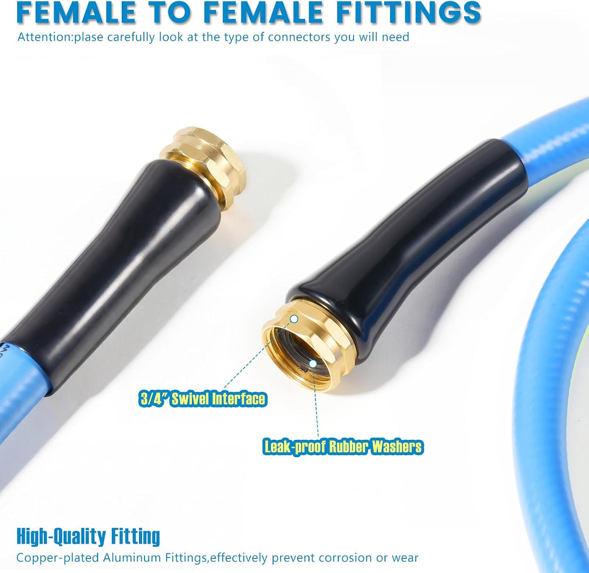 Short Garden Hose 2ft x 5/8",Rubber Water Hose for Hose Reel
