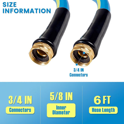 Short Garden Hose 2ft x 5/8",Rubber Water Hose for Hose Reel