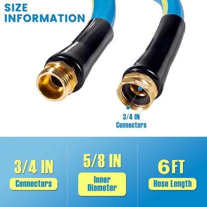 Short Garden Hose 2ft x 5/8",Rubber Water Hose for Hose Reel