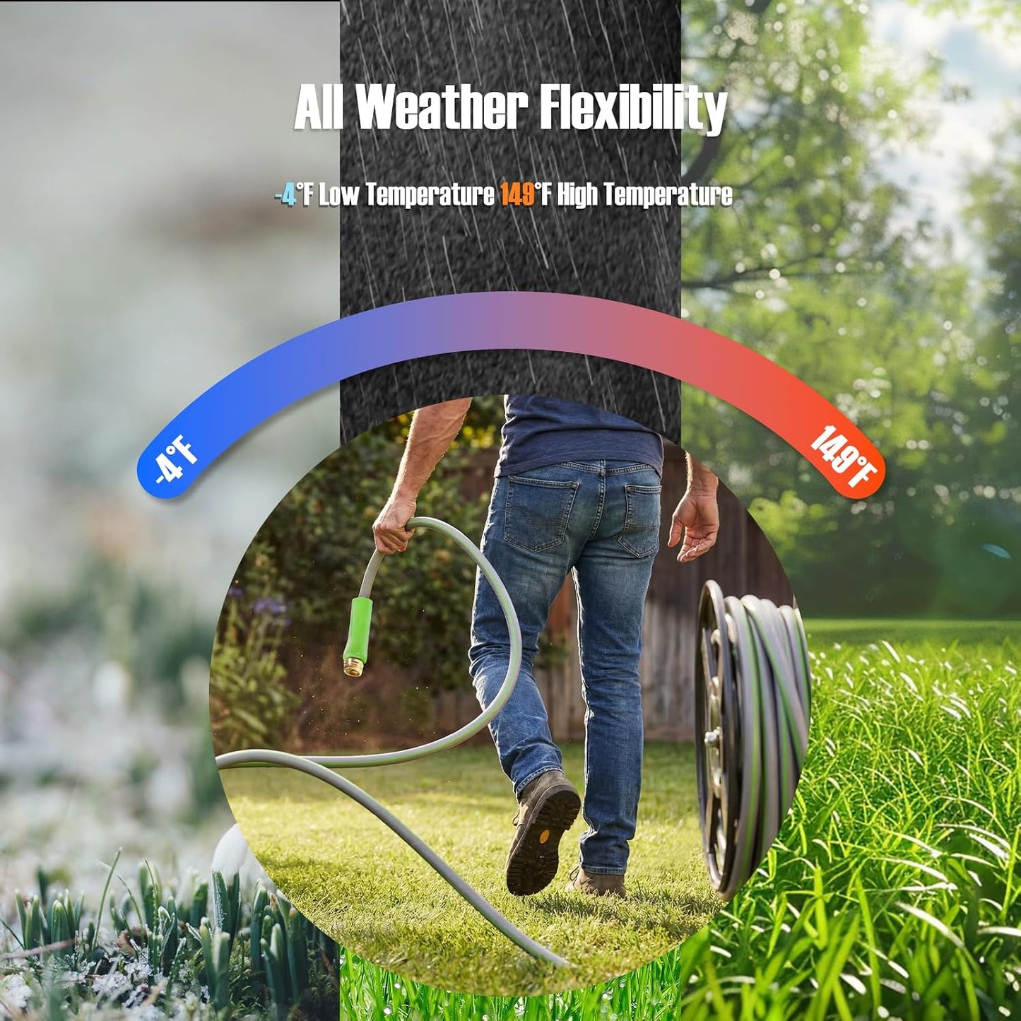 Short Garden Hose 2ft x 5/8",Rubber Water Hose for Hose Reel