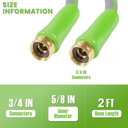 Short Garden Hose 2ft x 5/8",Rubber Water Hose for Hose Reel