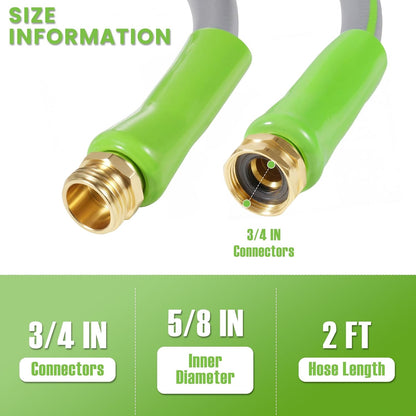 Short Garden Hose 2ft x 5/8",Rubber Water Hose for Hose Reel