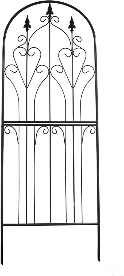 Metal Trellis 86.6" H x 29.5" W Tall Powder-Coated Black Garden Trellis Wrought Iron Heavy Scroll Metal Decoration Lawn Patio for Rose Clematis Ivy Weather Resistant Garden Addition