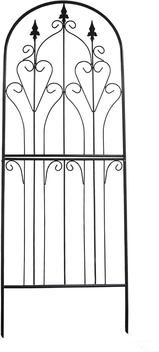 Metal Trellis 86.6" H x 29.5" W Tall Powder-Coated Black Garden Trellis Wrought Iron Heavy Scroll Metal Decoration Lawn Patio for Rose Clematis Ivy Weather Resistant Garden Addition