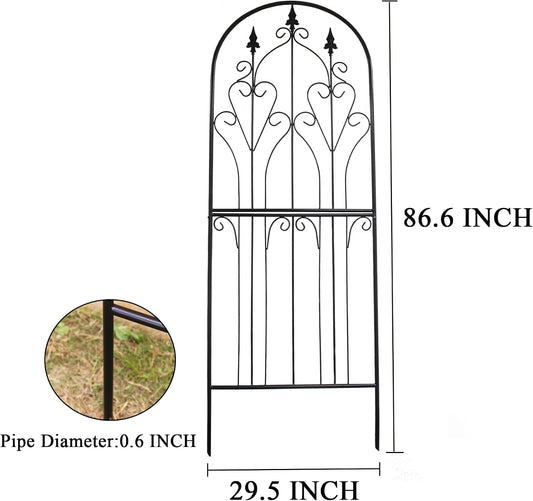 Metal Trellis 86.6" H x 29.5" W Tall Powder-Coated Black Garden Trellis Wrought Iron Heavy Scroll Metal Decoration Lawn Patio for Rose Clematis Ivy Weather Resistant Garden Addition