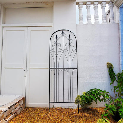 Metal Trellis 86.6" H x 29.5" W Tall Powder-Coated Black Garden Trellis Wrought Iron Heavy Scroll Metal Decoration Lawn Patio for Rose Clematis Ivy Weather Resistant Garden Addition