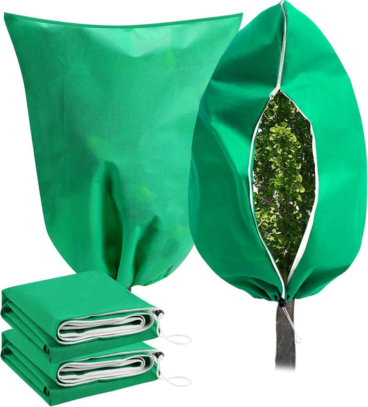 2 Pack Winter Plant Covers Freeze Protection - 2.2oz/yd² (72" X 47") Frost Protection Blankets with Zipper & Drawstring Closure, Reusable Freeze Cloths for Shrubs, Fruit Trees, Potted Plants