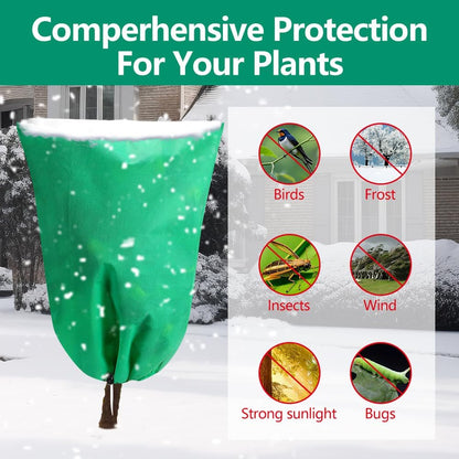 2 Pack Winter Plant Covers Freeze Protection - 2.2oz/yd² (72" X 47") Frost Protection Blankets with Zipper & Drawstring Closure, Reusable Freeze Cloths for Shrubs, Fruit Trees, Potted Plants