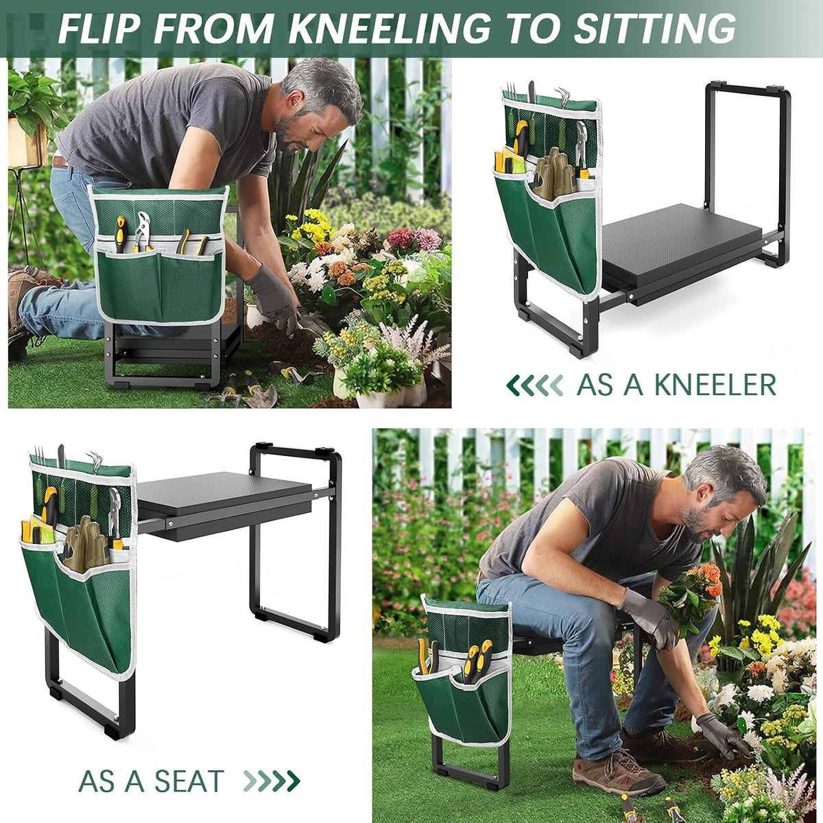 Garden Kneeler and Seat, 10.2" Wider Heavy Duty Thick for Kneeling and Seat