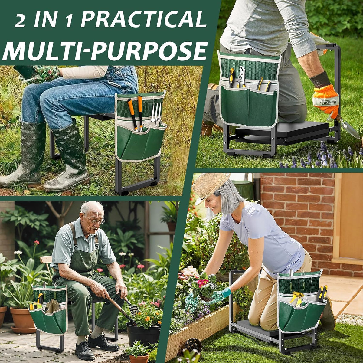 Garden Kneeler and Seat, 10.2" Wider Heavy Duty Thick for Kneeling and Seat