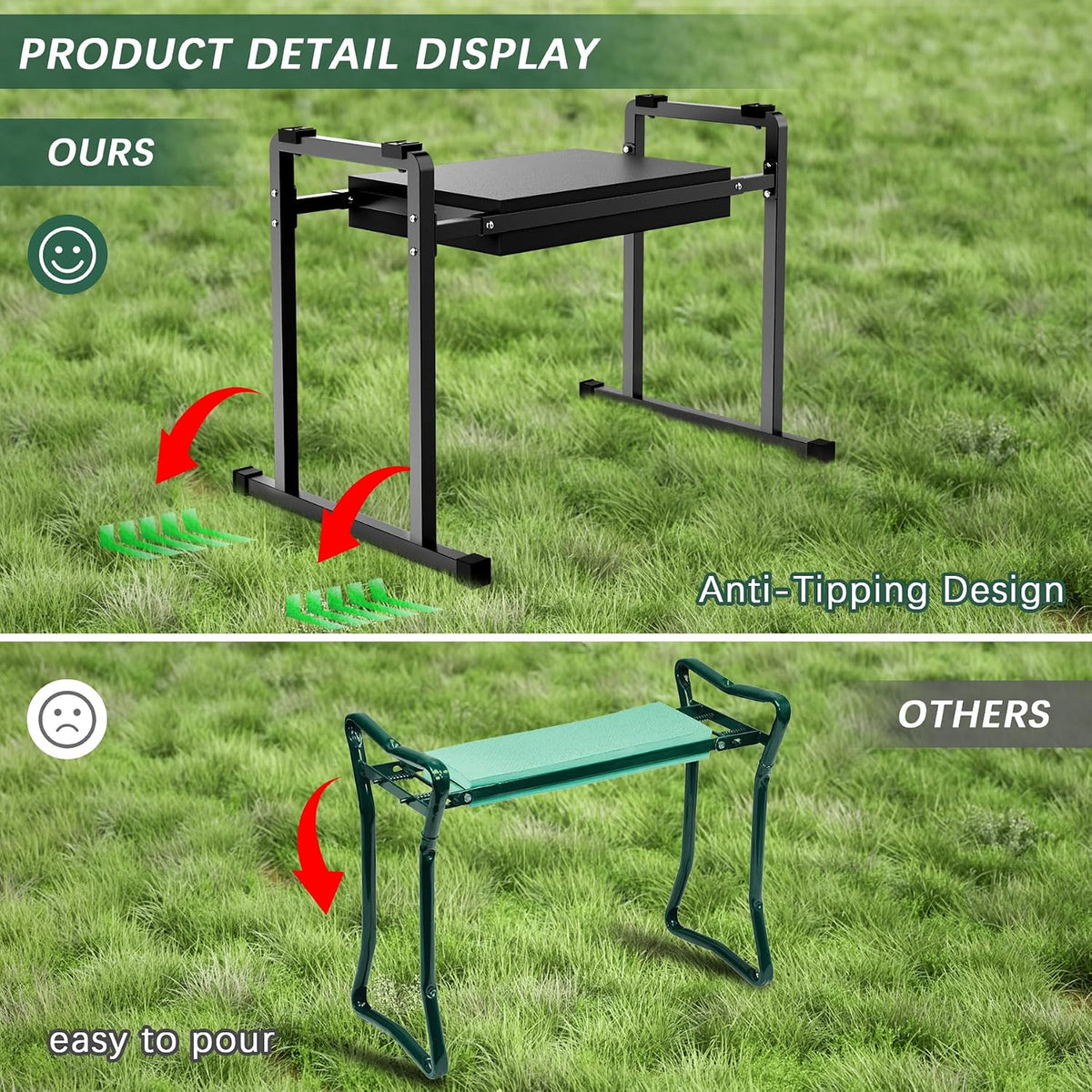 Garden Kneeler and Seat, 10.2" Wider Heavy Duty Thick for Kneeling and Seat