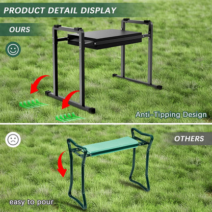 Garden Kneeler and Seat, 10.2" Wider Heavy Duty Thick for Kneeling and Seat