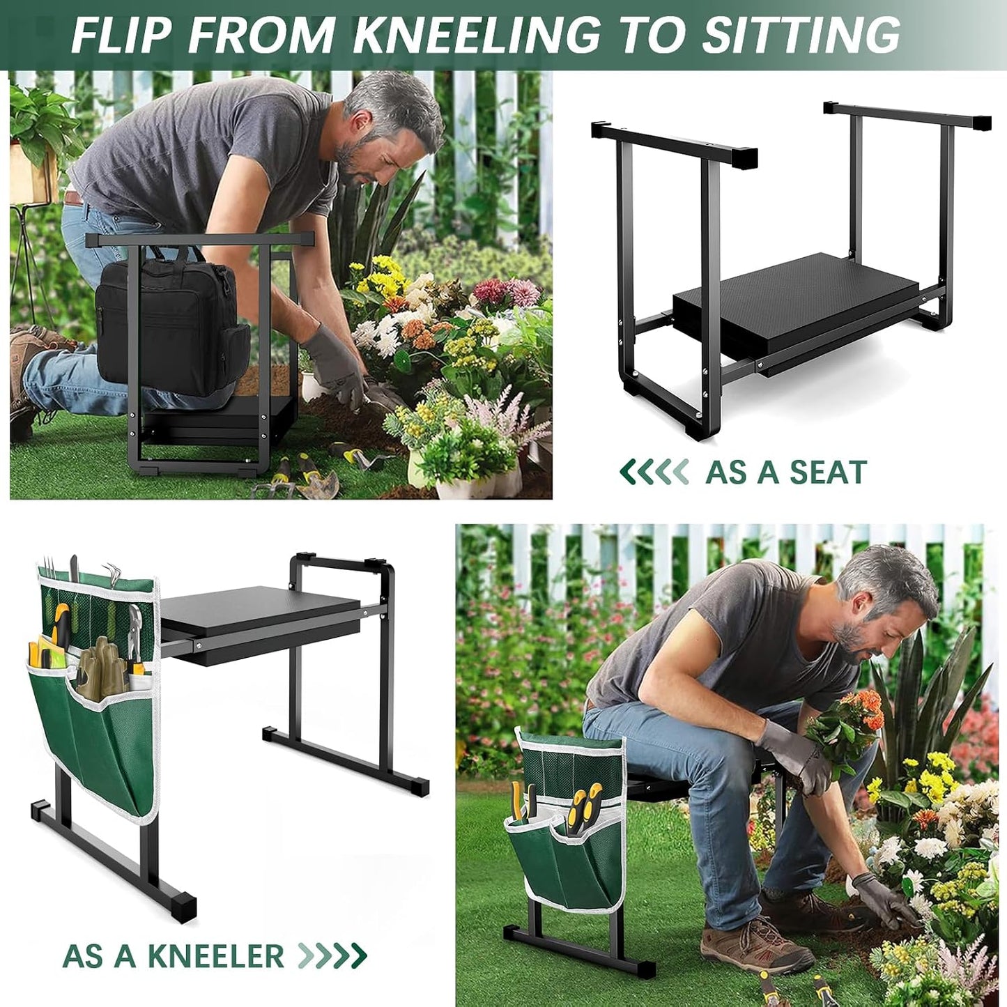 Garden Kneeler and Seat, 10.2" Wider Heavy Duty Thick for Kneeling and Seat