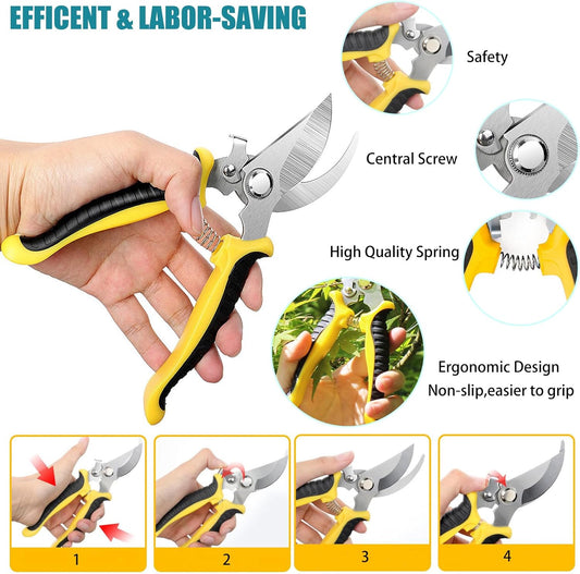 Pruning Shears, 3 Pack Garden Shears, Clippers Handheld, Stainless Steel Garden Snips, Pruners for Gardening, Gardening Scissors Hand Pruner Pruning Shear with Stainless Steel Blades