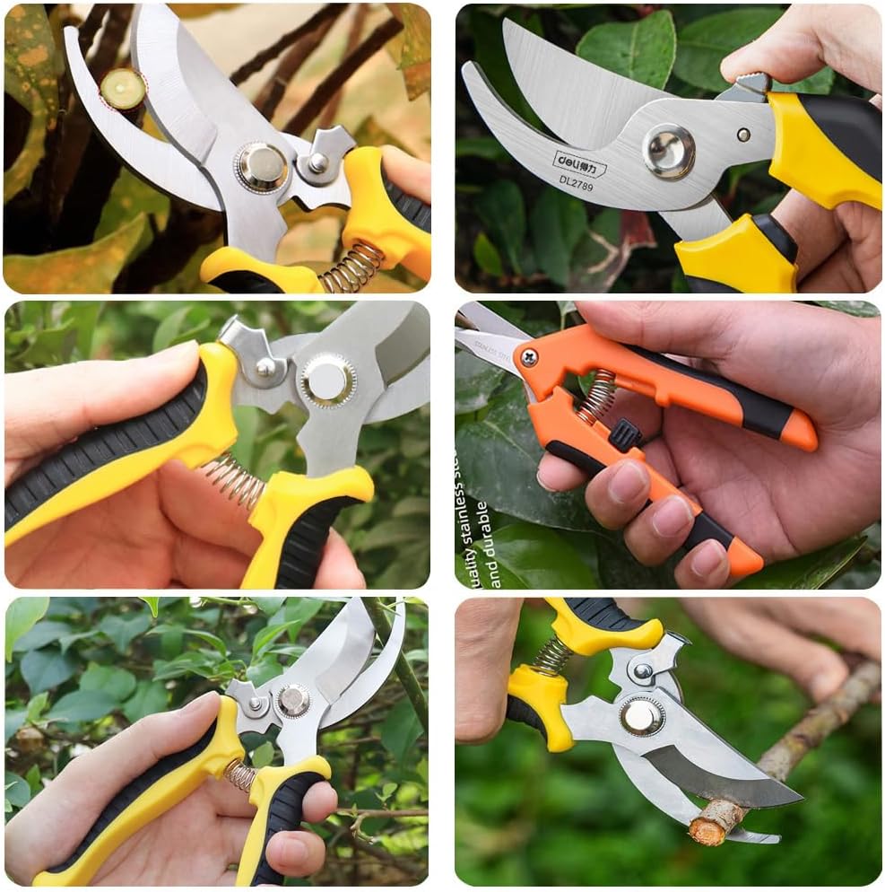 Pruning Shears, 3 Pack Garden Shears, Clippers Handheld, Stainless Steel Garden Snips, Pruners for Gardening, Gardening Scissors Hand Pruner Pruning Shear with Stainless Steel Blades