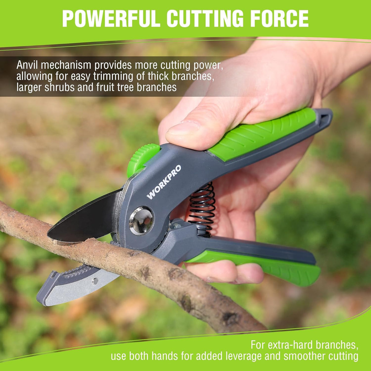 8.5" Anvil Pruning Shear, Heavy Duty Garden Scissors & Clippers