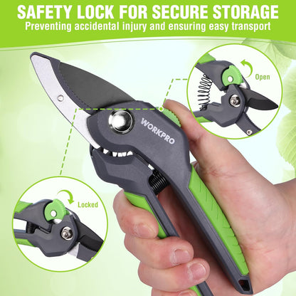 8.5" Anvil Pruning Shear, Heavy Duty Garden Scissors & Clippers
