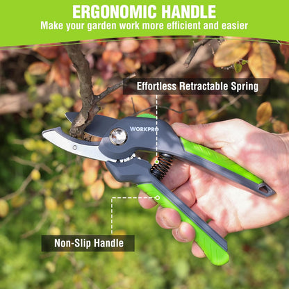 8.5" Anvil Pruning Shear, Heavy Duty Garden Scissors & Clippers