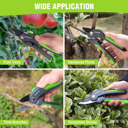 8.5" Anvil Pruning Shear, Heavy Duty Garden Scissors & Clippers